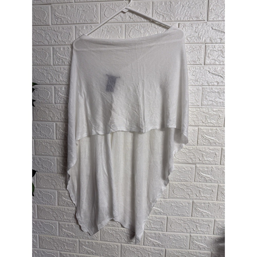 Anthropologie Thin Poncho Women Cream One Size Metallic Knit Relaxed Fit NEW